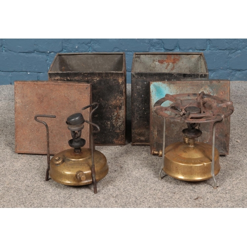 217 - Two boxed camp stoves to include Adius and brass Primus example.