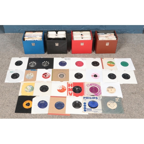 229 - Four carry cases of 1960's and 1970 singles records. To include Bachman-Turner Overdrive, The Police... 