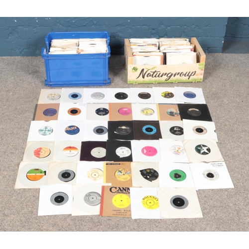 234 - Two boxes of assorted singles records, to include Sonny and Cher, U2, Soft Cell, Rod Stewart, Billy ... 