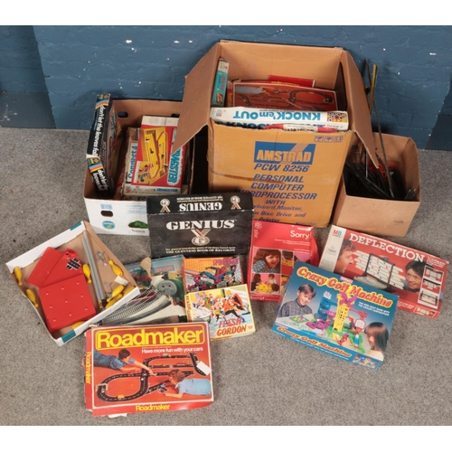 261 - Two boxes of vintage toys, games and jigsaws. Includes The World of Thomas The Tank Engine Hornby tr... 