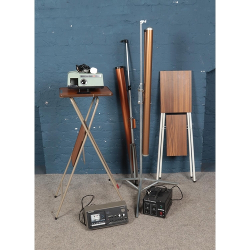 267 - A collection of assorted electronics including Step Up and Down Transformer, Coomber tape recorder, ... 