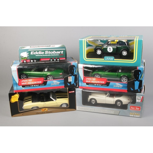 289 - Six boxed assorted scale diecast vehicles including James Bond 007 Jaguar XKR Roadster, Maisto Polic... 