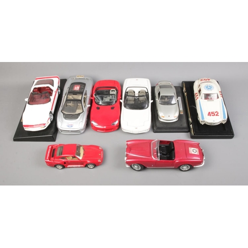 291 - Eight assorted diecast cars including Chevrolet Corvette ZR-1, Jaguar XJ220, Dodge Viper RT/10, etc.