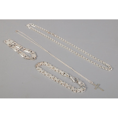 398 - A collection of 925 silver jewellery, to include necklace, bracelet and crucifix pendant. Total weig... 