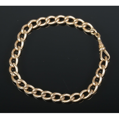 402 - A gold chain link bracelet. 26g, tests as 9ct.