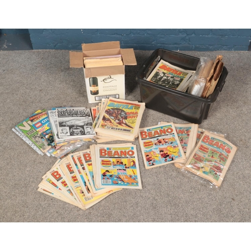 507 - 2 boxes of Beano and Battle magazines along with other assorted magazines