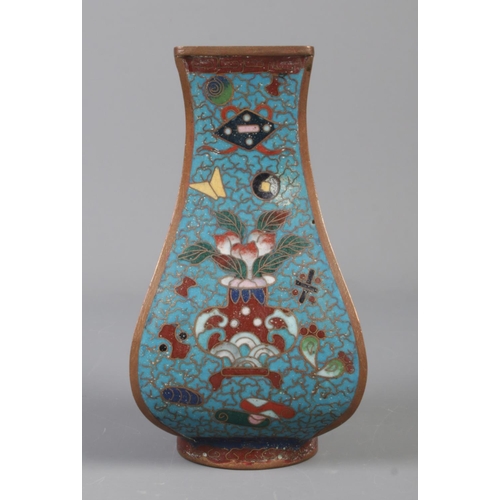 10 - A small Chinese Fanghu shape cloisonne vase. Height 12.5cm.