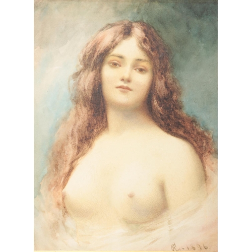 162 - Alfred Illman Glendening (1861-1907), a gilt framed watercolour, portrait of a semi nude maiden, tit... 