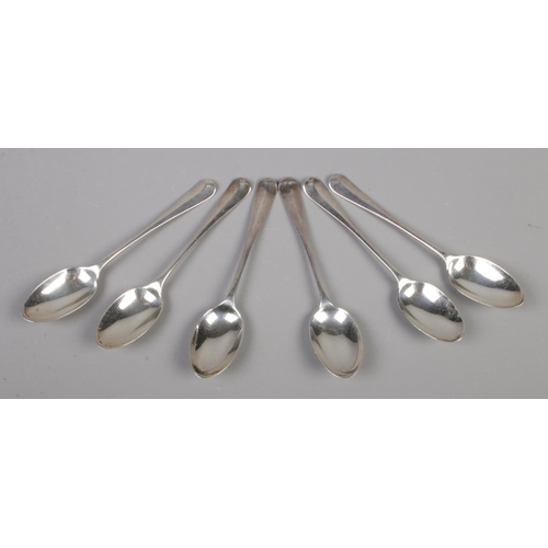50 - A set of six Edwardian Britannia silver teaspoons. Assay marks for London 1907 by Blow & Co. 100g.