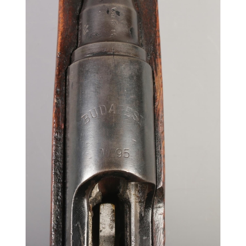 81 - An Austro Hungarian Mannlicher M95 straight pull bolt action rifle. Breech stamped Budapest M95. Wit... 