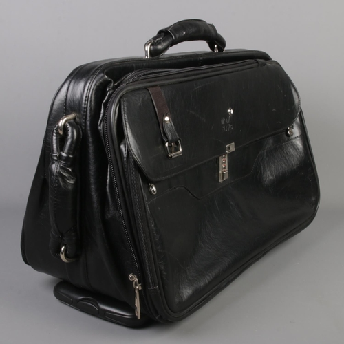 84 - A Mont Blanc leather trolley case travel bag. Approximately 56cm x 35cm x 28cm.