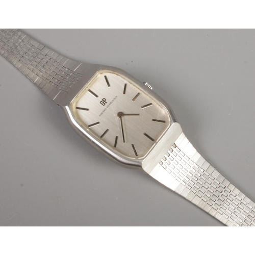 91 - A gents stainless steel Girard-Perregaux manual wristwatch. Having baton markers. Case width (exclud... 