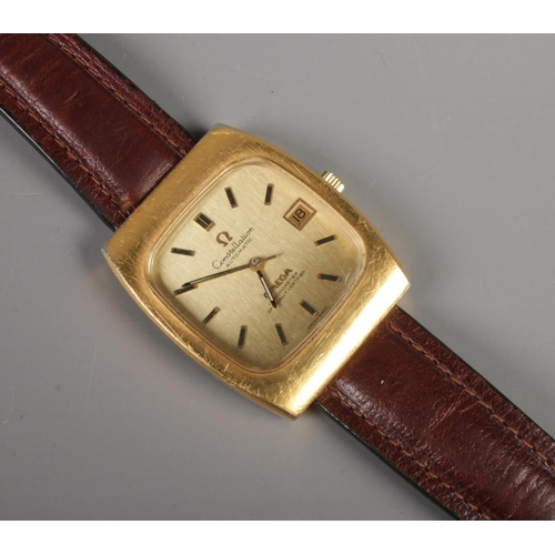 92 - A gents stainless steel Omega Constellation automatic wristwatch. Having date display, baton markers... 