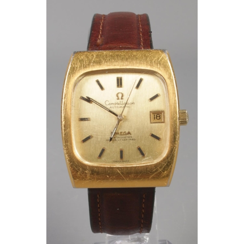 92 - A gents stainless steel Omega Constellation automatic wristwatch. Having date display, baton markers... 