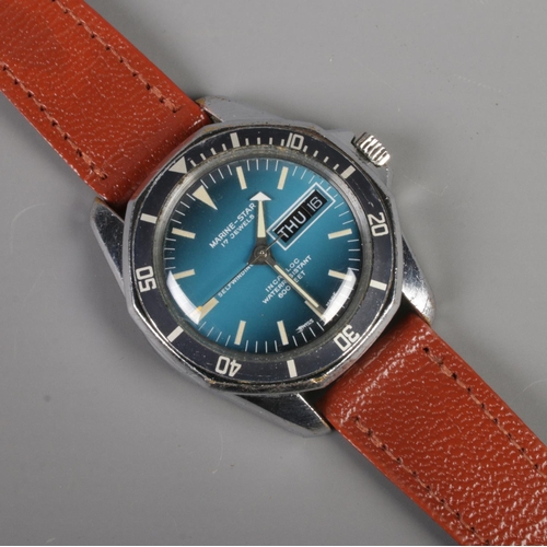 93 - A gents stainless steel Marine Star automatic wristwatch. Having baton markers, centre seconds and d... 