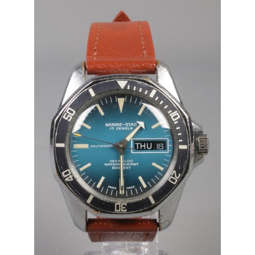 93 - A gents stainless steel Marine Star automatic wristwatch. Having baton markers, centre seconds and d... 