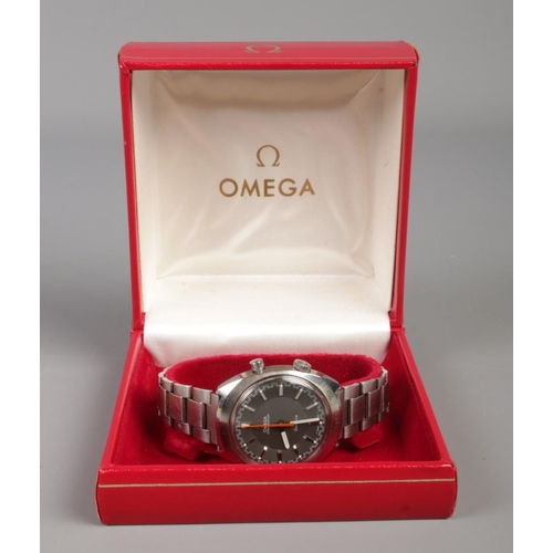 98 - A gents stainless steel Omega Chronostop manual wristwatch. Having baton markers and centre seconds.... 