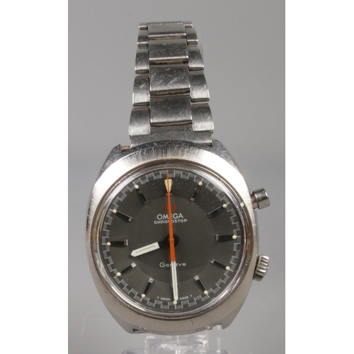 98 - A gents stainless steel Omega Chronostop manual wristwatch. Having baton markers and centre seconds.... 