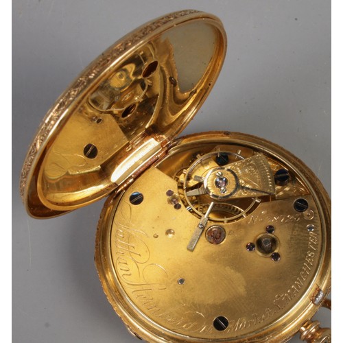 90 - A Victorian 18ct gold pocket watch. Bearing presentation inscription to outer of 18ct gold cuvette. ... 