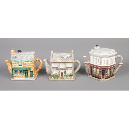 307 - Three Annie Rowe soap opera pubs ceramic tea pots. Comprises of The Queen Victoria, Rovers Return an... 