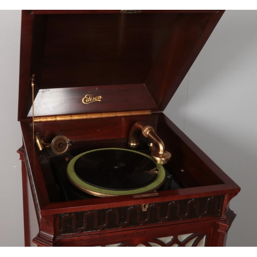 389 - An early 20th century Edison Disc Phonograph, type C19 Laboratory Model in Chippendale style mahogan... 