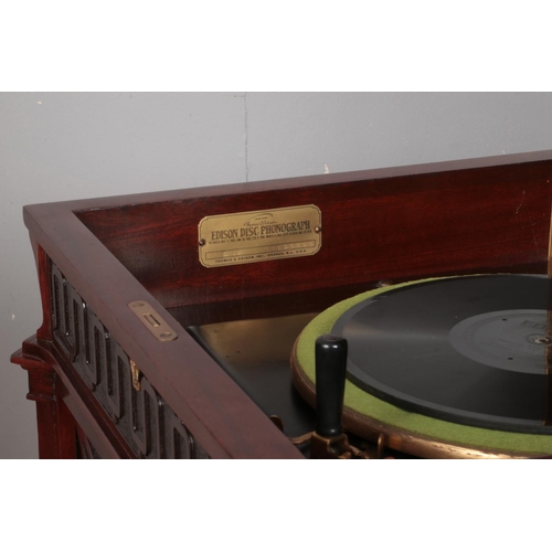 389 - An early 20th century Edison Disc Phonograph, type C19 Laboratory Model in Chippendale style mahogan... 