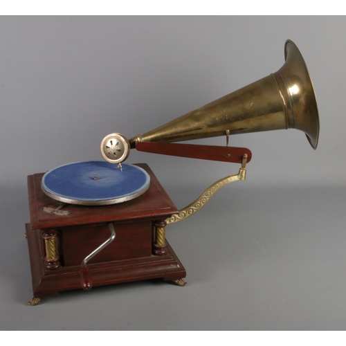 407 - A His Master's Voice reproduction travelling arm gramophone.