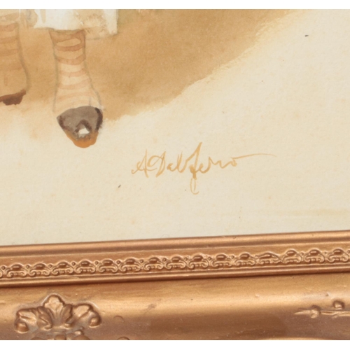 463 - Two gilt framed watercolour studies of women signed to lower right, possibly A. Dalfeno. Approx. dim... 