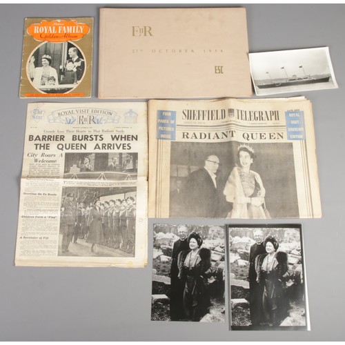 255 - A quantity of Royal Ephemera. Includes photographs, newspapers, commemorative 1954 English Steel Cor... 