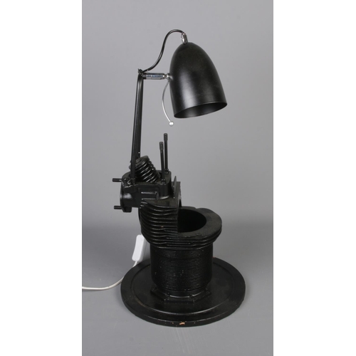 271 - Upcycled lamp constructed from plane engine part