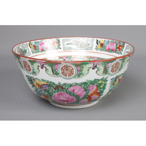 279 - A Chinese famille rose bowl with reign marks. C1930/40 Four character mark to base, Made in Hong Kon... 