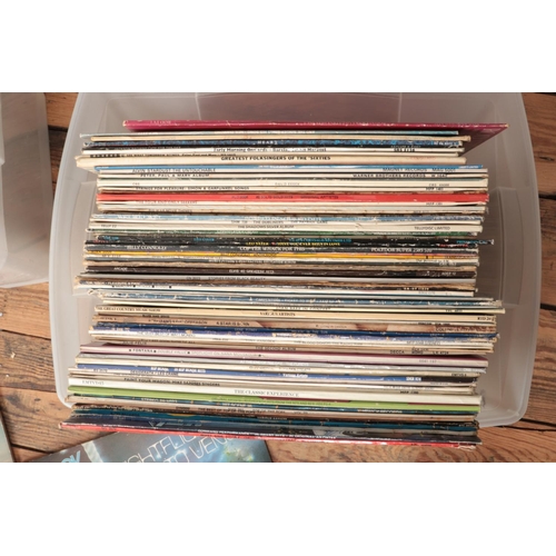 319 - Three boxes of pop and rock LP's to include Fleetwood Mac, Rolling Stones, Yes, The Police and Emmyl... 