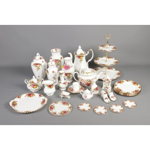 332 - A Royal Albert Old Country Roses pattern part tea and coffee service with other items of same collec... 