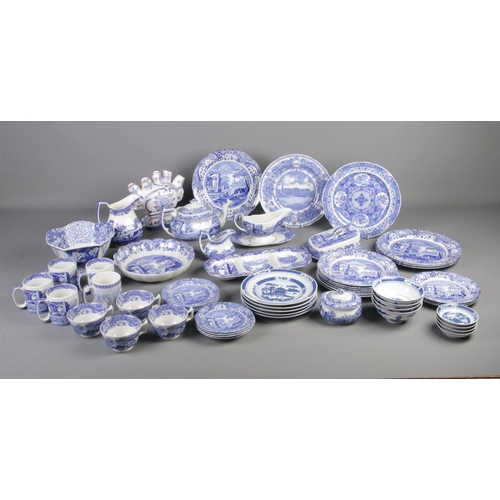 333 - A large collection of Spode with other blue and white transfer printed pottery.