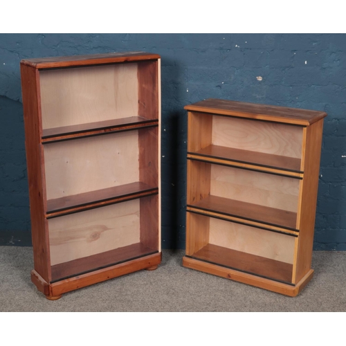 540 - Two pine bookcases with clear Perspex inserts.