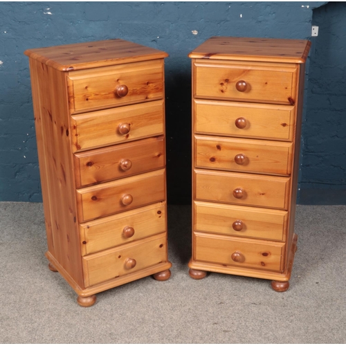 545 - A pair of pine drawers raised on ball feet. Approx. dimensions 45cm x 101cm x 41cm.