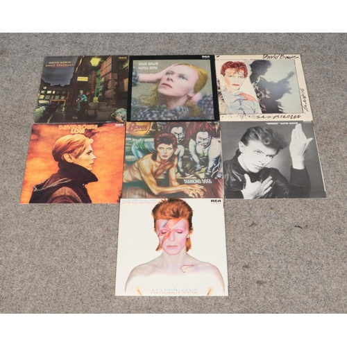 135 - Seven David Bowie vinyl records including Hunky Dory, Aladdin Sane, Diamond Dogs, Low, etc.