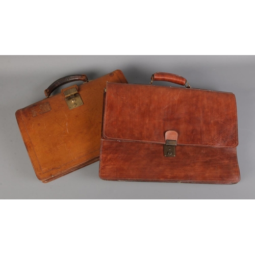 190 - Two leather expanding briefcases.