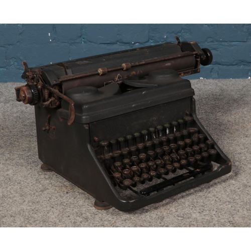 195 - Two boxes of mainly ceramics, together with a 'Bar-Lock' typewriter. To include Bradford Exchange ca... 