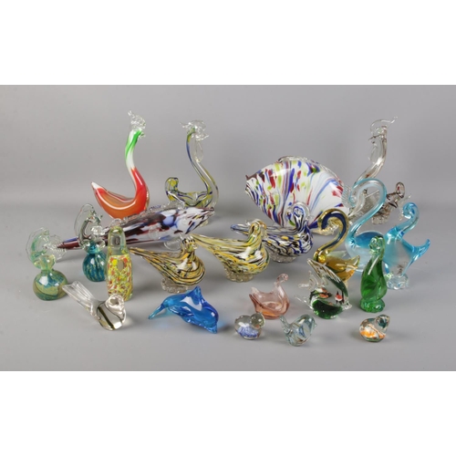 246 - Murano glass coloured fish figurines and other painted glass animals