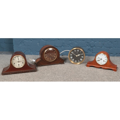 266 - Four clocks, to include Gibson 'Self-Starting' and Haller and Smiths mantle clock.