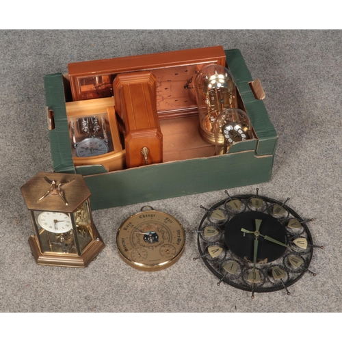 277 - A box of assorted clocks including Kundo, Haller, Smiths, etc.