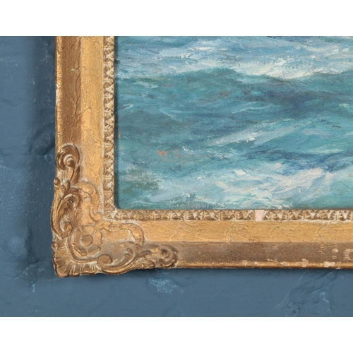 296 - A gilt framed oil on canvas depicting sailing ship at sea, signed W. Spooner to lower left. Approx. ... 