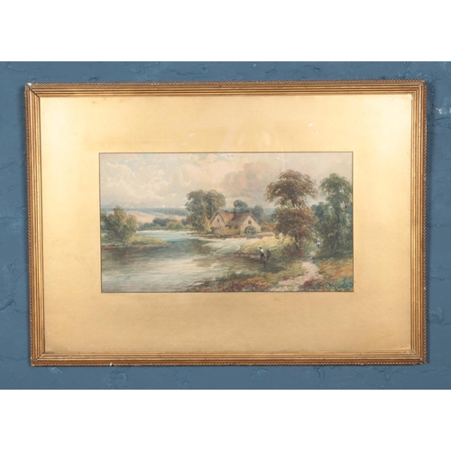 312 - Alfred Coleman, Australian 1890 - 1952. Gilt framed watercolour depicting cottage by river. Approx. ... 