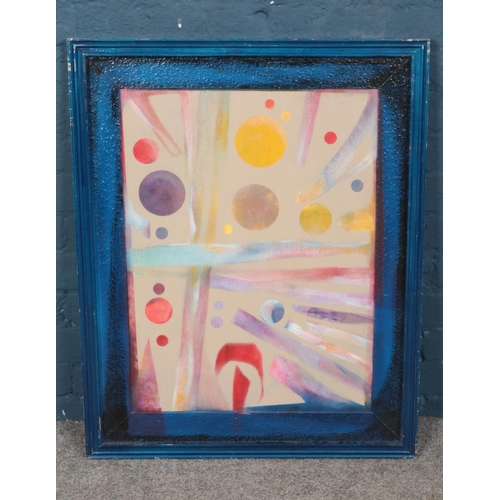 314 - Peter Copeland, a large framed acrylic on board, Galaxy, signed and dated 2000 to back. Bears a labe... 