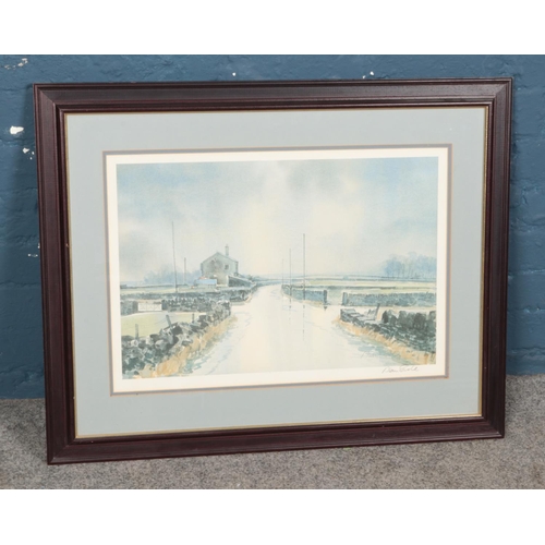 315 - Alan Stuttle signed and framed print depicting countryside road. Largest approx. dimensions includin... 