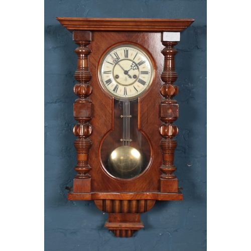 318 - Gustav Becker mahogany wall clock with glazed pendulum display.