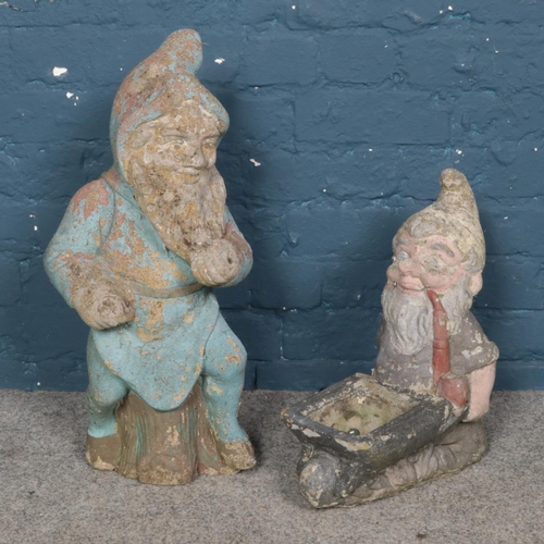 332 - A pair of reconstituted stone paints gnomes tallest at 62cm