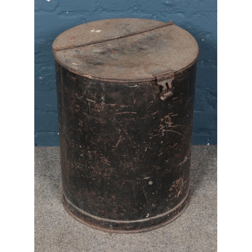 338 - Metal coal bin made by W Saunders Ironmonger Gainsborough.