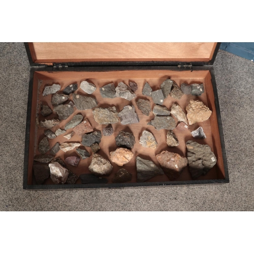 360 - A cased collection of mineral specimens, natural history interest to include Tonalite, Essexite, Tre... 